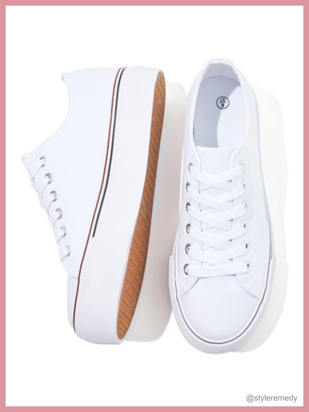 Women's Platform Sneakers Canvas Lace-Up Rubber Sole 1.61 Inch